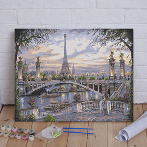 Kit <span class=keywords><strong>de</strong></span> peinture <span class=keywords><strong>de</strong></span> paysage urbain <span class=keywords><strong>de</strong></span> Noël pour enfants, toile DIY, peinture à l'huile facile par numéros - Product Image 1