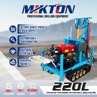 Machine de forage de puits d'eau portable Mikton 220L à moteur diesel sur chenilles, diamètre de forage 520 mm, profondeur maximale 240 m, pour la construction