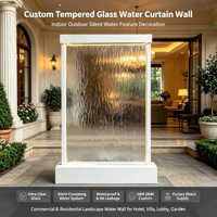 Décoration de bureau moderne, fontaine à eau LED, mur en verre, décoration LED personnalisée avec logo de l'entreprise