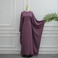 Robe d'été unie grande taille à manches amples en polyester, ajustée à la taille, pour femme musulmane arabe
