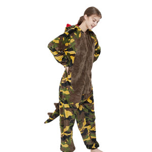 AIMINYZ all'ingrosso nuovo Fashion Design Camouflage verde autunno Polar flanella Cartoon Animal Winter Warm Dinosaur Adult <span class=keywords><strong>pigiama</strong></span> - Product Image 3