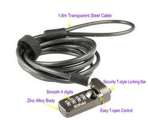 MK815-5 Chất Lượng Cao Chống Trộm Keyless 4-Chữ Số Mã Kết Hợp Hợp Kim Kẽm & Thép Không Gỉ Máy Tính Xách Tay Khóa Cho Máy Tính Xách Tay PC - Product Image 4
