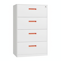 Meuble de classement à tiroirs latéraux avec serrure à clé, en acier moderne, mobile, pour rangement à domicile/bureau/chambre/atelier, blanc/orange, gain de place