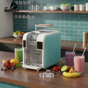 Machine à glaçons SOHEF électrique à 4 saveurs, forme carrée, flocons de neige, 20/30 kg/24h, haut rendement, acier inoxydable, usage domestique, extérieur, cinéma - Product Image 1