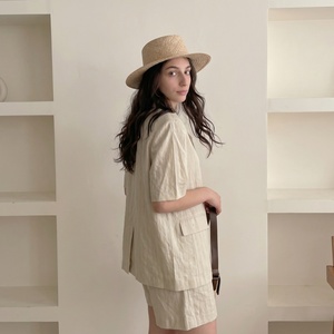 Wholesale <b>Flat</b> Brim Raffia Straw <b>Hat</b> for Women Fashionable Sunshade Straw Sun <b>Hat</b> Vacation Holiday Beach Panama Jazz <b>Hat</b> - Product Image 4