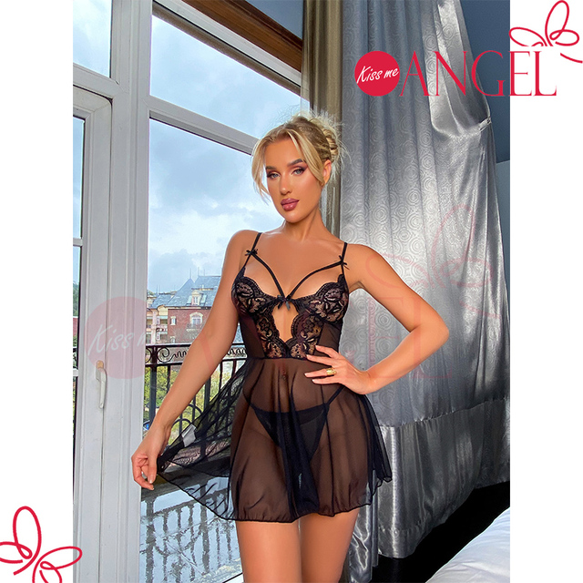 transparent night dress for ladies New Night Dress Lace Nightgown Transparent Nightwear Women Sleep Dress 3 Pieces Night Gown Sleepwear Lingerie Sexy