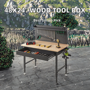 Armoire à outils en acier 48x24 pouces, établi avec panneau perforé, station de travail de garage avec tiroir verrouillable - Product Image 2