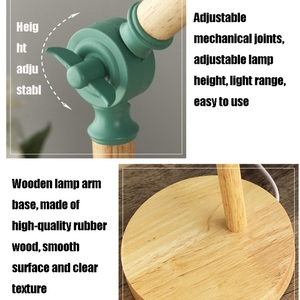 Black E27 Wood And Metal Desk <b>Lamp</b> With Adjustable Arm For Reading And <b>Study</b> - Product Image 3