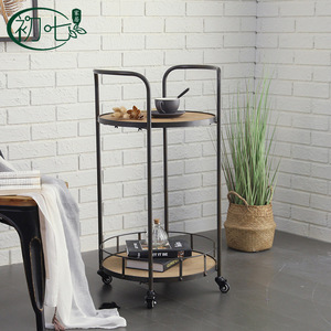 Industrial Style Wrought Iron Double Layer Coffee Table With Universal Wheels Portable Salon <b>Trolley</b> Living Room Side Table - Product Image 4