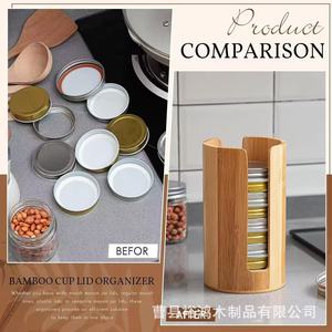 Organizador de tapas de madera para tarros Mason, dispensador portátil de tapas, soporte de almacenamiento para encimera de cocina, ecológico - Product Image 5