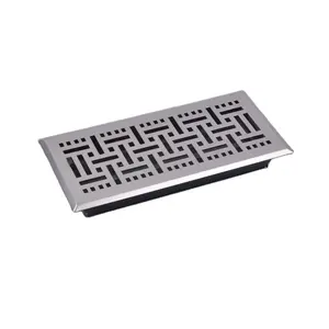 HVAC Decorative Floor Register Easy Adjust Air Flow Floor Vents - Wicker Design - Vent Cover for Home Matte Black- Satin Nickel