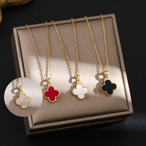 Collares con colgante de moda rentables para reunión de fiesta, accesorios de trébol de cuatro hojas versátiles sin deslustre para mujer - Product Image 2