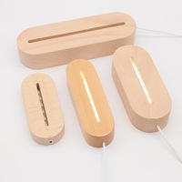 Vente en gros de support de lampe de nuit LED en bois 3D avec logo personnalisé pour panneau acrylique Cadeau de Noël Décoration de chambre à coucher