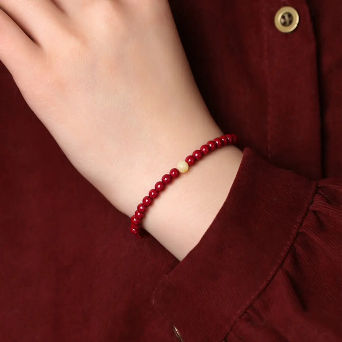 Chinesische Art rote Naturstein Perlen Armband Achat Vermilion Perlen Armband für Frauen Geschenk