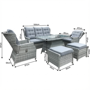 <span class=keywords><strong>Conjunto</strong></span> de Muebles de Jardín de Ratán con Estructura de Aluminio, <span class=keywords><strong>Mesa</strong></span> de Altura Ajustable <span class=keywords><strong>y</strong></span> <span class=keywords><strong>Sillas</strong></span> <span class=keywords><strong>Reclinables</strong></span> - Product Image 6