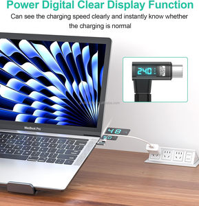 Adaptador Magnético USB C con Pantalla LED de 240W, Conector en Ángulo de 90 Grados de 24 Pines para iPhone, <span class=keywords><strong>Samsung</strong></span>, Huawei <span class=keywords><strong>Notebook</strong></span> - Product Image 3