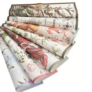 Emballage floral pour la Saint-Valentin, vente en gros, papier artistique écologique 85g, impression élégante de motifs floraux rétro, imperméable - Product Image 2