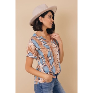 TD Clifton blusa da donna con stampa pelle di serpente motivo floreale Vintage alta viscosa lavorata a maglia XL Casual Western per ufficio autunno - Product Image 5