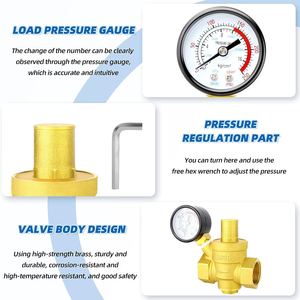 Tmok RTS DN15 1/2 "16 Bar kuningan, katup Regulator pengurang tekanan air dapat disesuaikan - Product Image 5