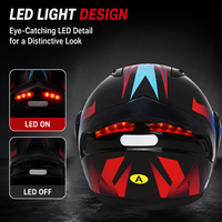 Casque de moto intégral homologué AWN DOT avec lumières LED, double visière, modulaire, rabattable, pour motocross, adulte, unisexe