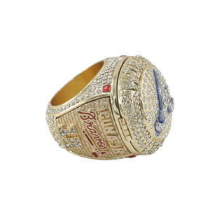 2021 Atlanta Braves Championship <b>Ring</b> Platinum Plated Alloy <b>Crystal</b> Rhinestone Set Traditional Magnetic Flip Design Men's - Product Image 3