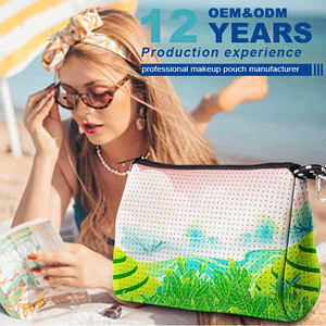 Neoprene Travel Zipper Cosmetic <b>Bags</b> Cases Blue Waterproof Cosmetic <b>Bag</b> <b>Toiletry</b> Travel <b>Bag</b> With <b>Hanging</b> Hook - Product Image 4