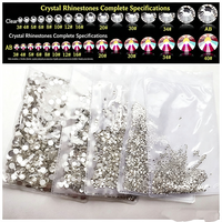 Strass pour nail art DIY, cristaux AB ronds colorés, dos plat, décorations 3D scintillantes