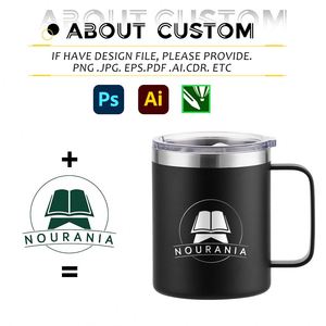 Custom Logo <b>Mug</b> Cup Stainless Steel Double Wall Insulated Thermal Camping 12 oz 14 oz Travel Coffee <b>Mug</b> With Handle and Lid - Product Image 3