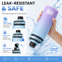 Bouteille d'eau de sport en PC de 600 ml et 750 ml, dégradée, à boire directement, avec joint en silicone et sangle de poignet pour le cyclisme et la randonnée
