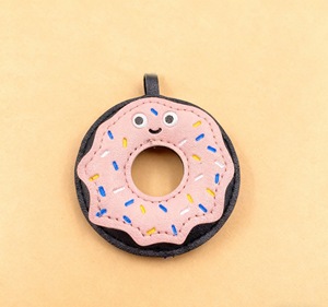 Premium PU Leather Donut Keychain Cute Plush Donut <b>Bag</b> Charm Car <b>Keys</b> <b>Ring</b> Exquisite High-End Purse Accessory Fashion Ornament - Product Image 2