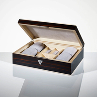 Boîte de rangement de luxe pour montres en bois d'ébène avec serrure, organisateur de bijoux multi-compartiments en bois massif, doublure en velours, finition mate faite à la main, double porte