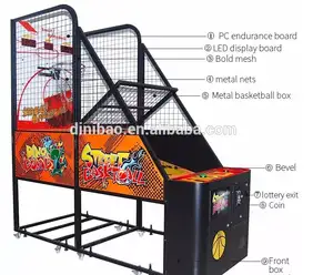 Máquina de jogos de arcade de metal 110-220V para diversões, cesta de rua operada por moeda, vendas diretas da fábrica
