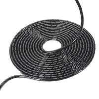 TYO Protector de Cables en Espiral de PE Negro de 6mm, Delgado, Flexible, Mini Funda para Cables de Laptop, Bicicleta Eléctrica, Cableado Automotriz 220V, 10M/Rollo