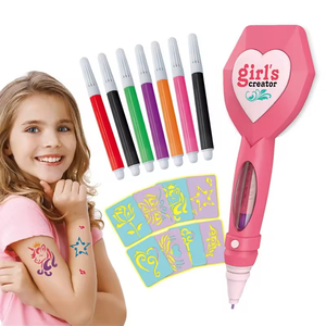 BIFHIG 10 Bolígrafos Para Tatuajes Temporales + 2 Plantillas | Set Creativo De Tinta Para Niños Y Adultos | Fácil De Usar Y Seguro