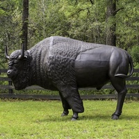 Décoration de jardin, sculpture de tête d'animal en métal de style antique, statue de taureau d'extérieur, sculpture de tête de bœuf en bronze à vendre