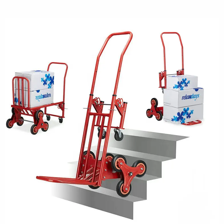 China Manufacturer six wheels can climb stair hand truck platform three wheel trolley for stairs