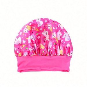 Bonnet de nuit en satin imprimé motif cheval de dessin animé pour enfants, avec large bande, usage quotidien, unisexe, toutes saisons, ajustable, vente en gros - Product Image 3