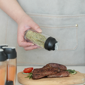 Xoay gia vị giá và 6 cái 100ml Công suất lọ thủy tinh thiết lập với lật đầu Shaker nắp cho nhà bếp nhà hàng sử dụng - Product Image 5