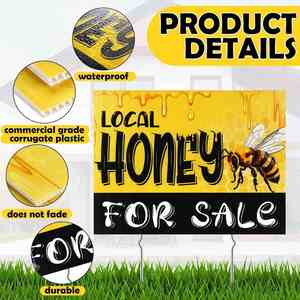 Meilleure vente : Panneau personnalisé pour apiculture, résistant aux intempéries, en Coroplast, pour extérieur, pelouse, apiculture, ferme, publicité et décoration, avec piquet métallique - Product Image 3