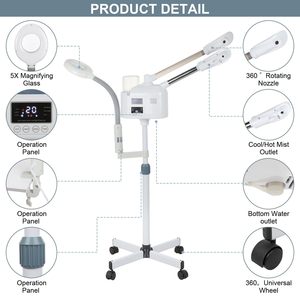 Vaporizador Facial Profesional de Doble Tubo Frío/Caliente con 3 Niveles, de Aleación Cromada, Multifuncional para Uso Doméstico - Product Image 3