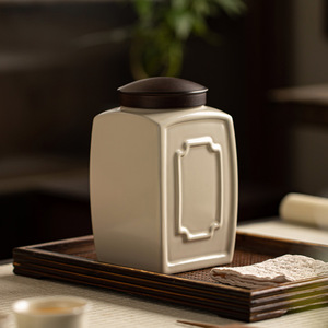 Recipiente de cerámica Ding Kiln para té, rectangular, hermético, a prueba de humedad, para uso doméstico. - Product Image 1