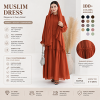 Robe Abaya en Polyester en Gros Personnalisée 2026 Couleur Unie Superposée en Mousseline à Manches Longues pour Femme Musulmane