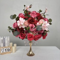 Bunga Bola Buatan Tangan Populer Warna Putih Hijau 50cm Mawar Hydrangea Calla Lily untuk Dekorasi Pernikahan dan Hari Ibu