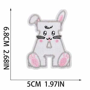 New Iron on 6.8cm Embroidery Easter Theme Bunny Letter Patch for Clothes Bags Decoration - Product Image 4