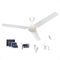 Ventilateur de plafond à télécommande CA CC Ventilateur de plafond à refroidissement par air solaire de 56 pouces 3 pales métalliques avec panneau solaire et régulateur