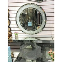 Nouveau design de table console avec miroir rond couleur argent moderne européen de luxe léger utilisé pour le salon