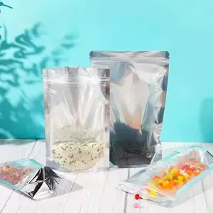 Bolsa de suco com alça ziplock transparente fosca ecológica para bebidas com design personalizado