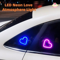 Lumière d'ambiance LED néon en forme de cœur à énergie solaire, lumière romantique à allumage/extinction automatique pour la Saint-Valentin, décoration de voiture