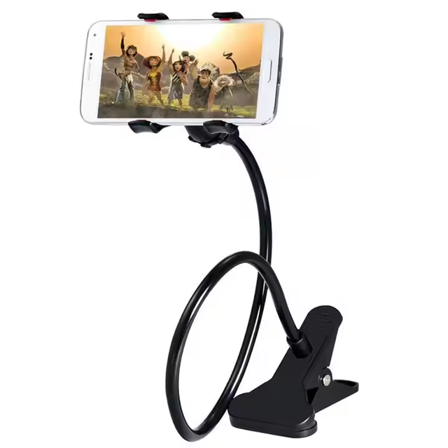 360 Degree Adjustable Dual Folding Cell Phone Holder Stand Waterproof Flexible Clamp Clip Mobile Phone Lazy Bracket Desk Bed