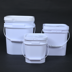 Bán buôn tùy chỉnh logo HDPE cấp thực phẩm có thể tái chế vuông sơn xô 5L 10L 20L trong Trắng & Đen với nắp - Product Image 1